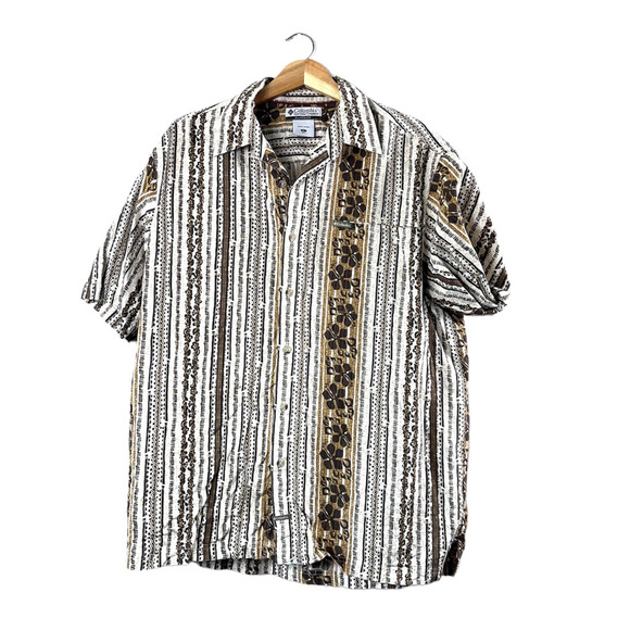Brown Hawaiian Columbia Men's Button Front Shirt XL - Picture 1 of 6